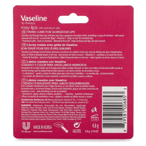 Vaseline Lip Therapy Rosy Lips Lip Balm Petroleum Jelly 4.8 g/0.16oz NEW - Picture 2 of 6